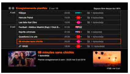 Enregistrements planifiés