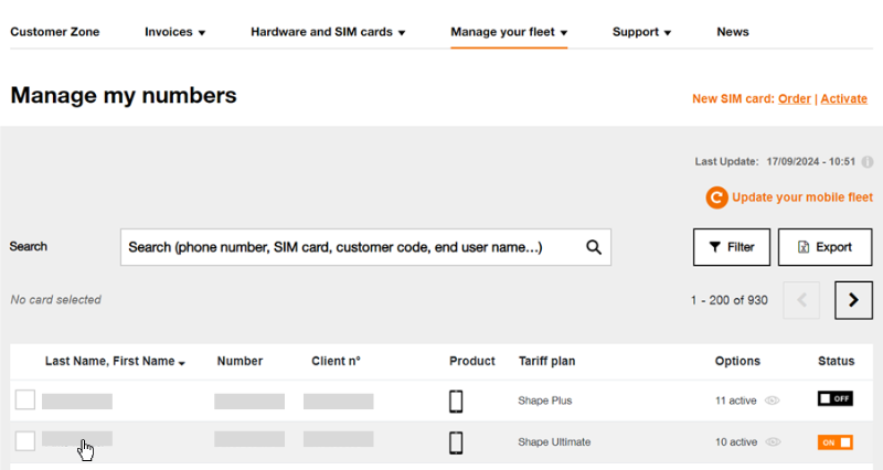 Image showing how to modify your numbers in the client zone