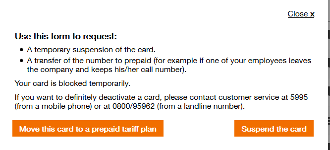 temporary suspension of a number